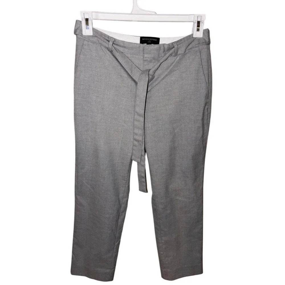 Banana Republic Avery Gray Textured Tie Waist Ankle Pants Size‎ 6 Dress Trousers